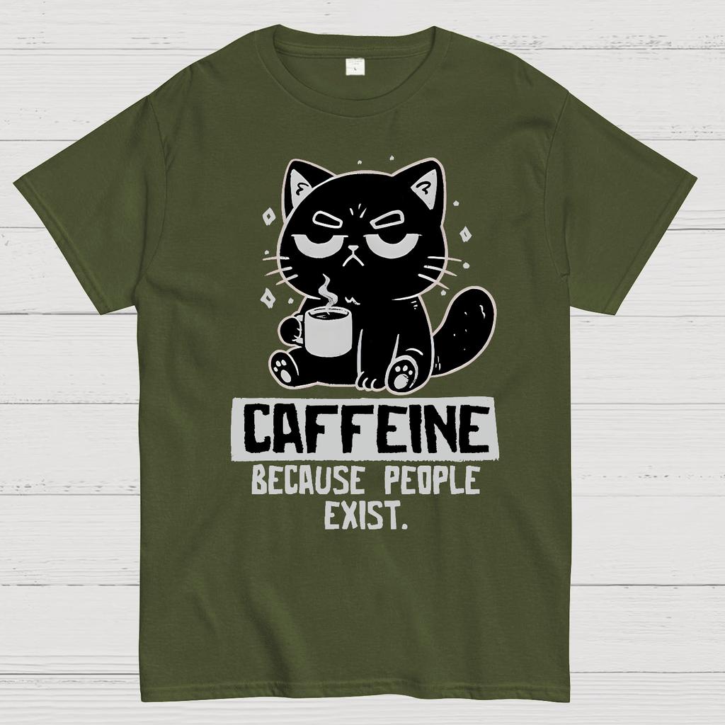 Caffeine Because People Exist Cotton Summer Casual Cool Loose T-Shirt