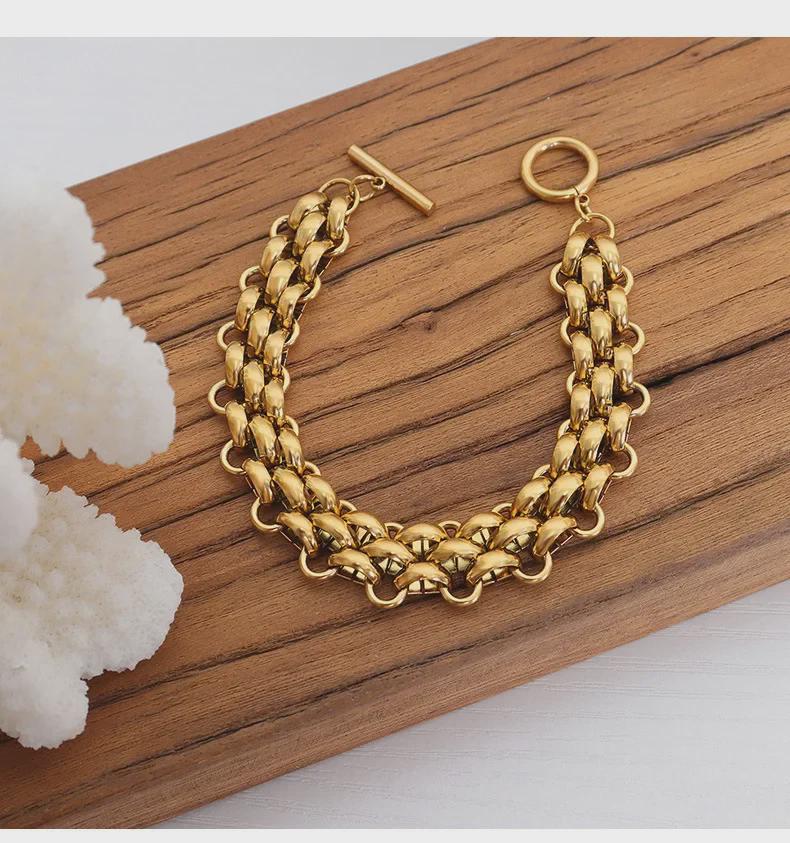 Комплект из массивной титановой цепи и браслета: Вдохновленный хип-хопом, не выцветающий, стиль унисекс