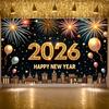 Баннер Новый год 2026 Ночной фон Задний план для Нового года 2026 Задний план для вечеринки Сверкающий блеск Счастливого Нового года Дисплей для семьи 2026