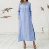 Luxurious Women's Kaftan Cotton Long Sleeve Plain Casual Oversized Maxi Shirt Dress
