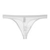 Amy Coulee Sheer Micro Mesh Sexy Lingerie Men's T-Back, Ultra-Thin (White, L)