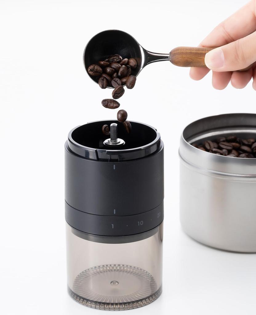 Электрическая кофемолка Zero конического типа, 38 видов помола, простая регулировка ±0, плюс/минус, XKM-J110 (Коричневый Серый)