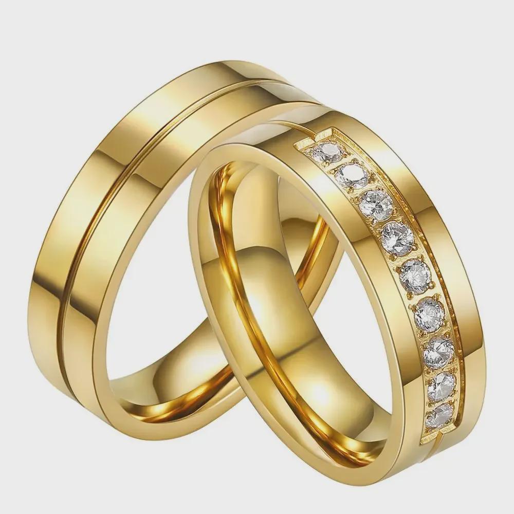 18K Stainless Steel Titanium Couple Rings: Trendy Unisex Jewelry