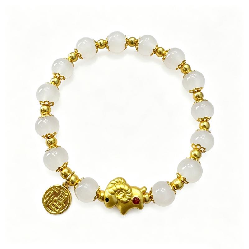 Chinese Style 2027 Sheep Year Bracelet Handmade Lightweight Unisex Wristband for Women Men Office Daily Wear Jewelry