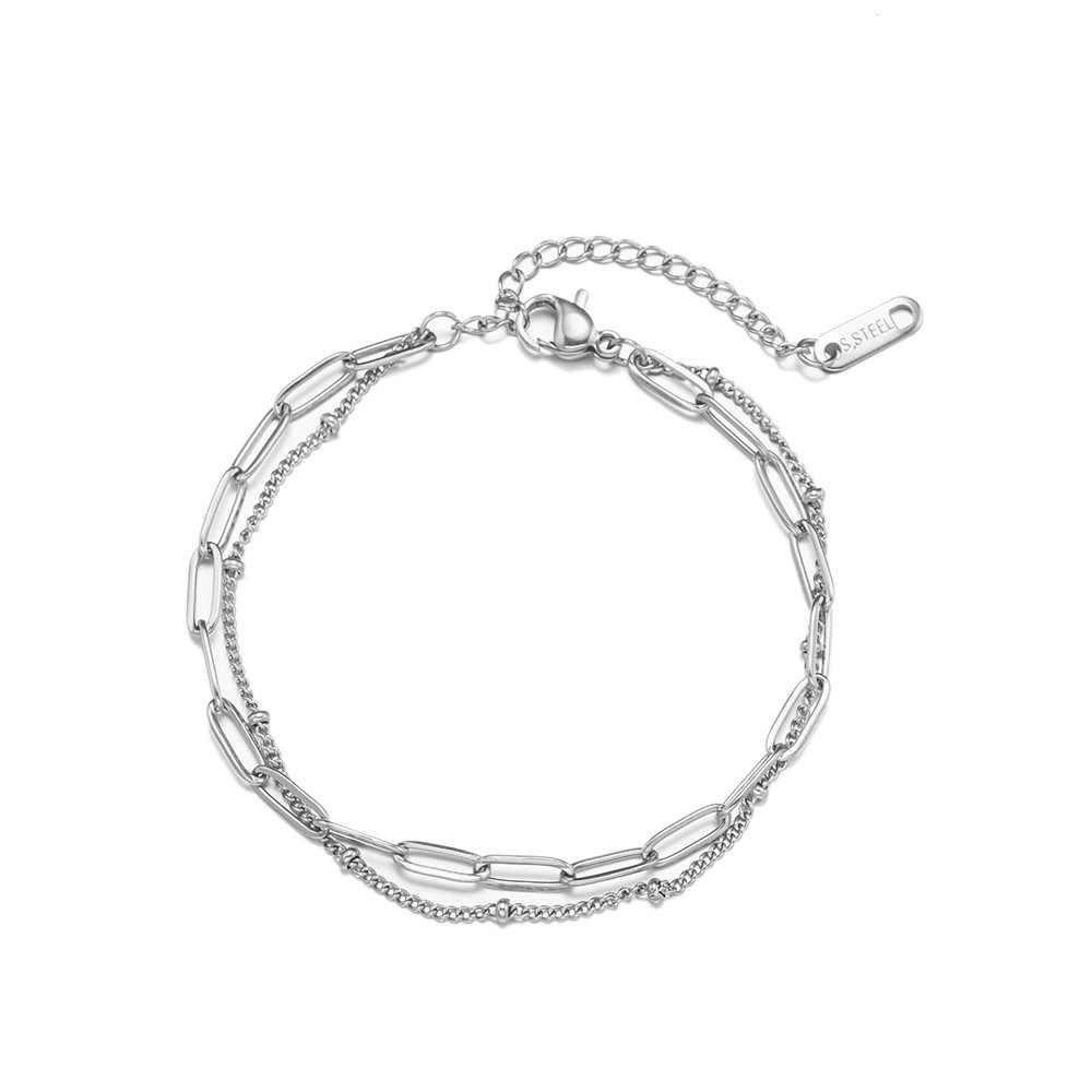 Elegant 18K Gold Titanium Steel Bracelets: European & American Fashion, Non-fading, Women's Versatile Personality Hand Jewelry
