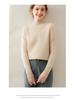 Женский кашемировый свитер однотонный с полувысоким воротом - Приталенный, свободного кроя, вязаный с длинным рукавом для осени/зимы.