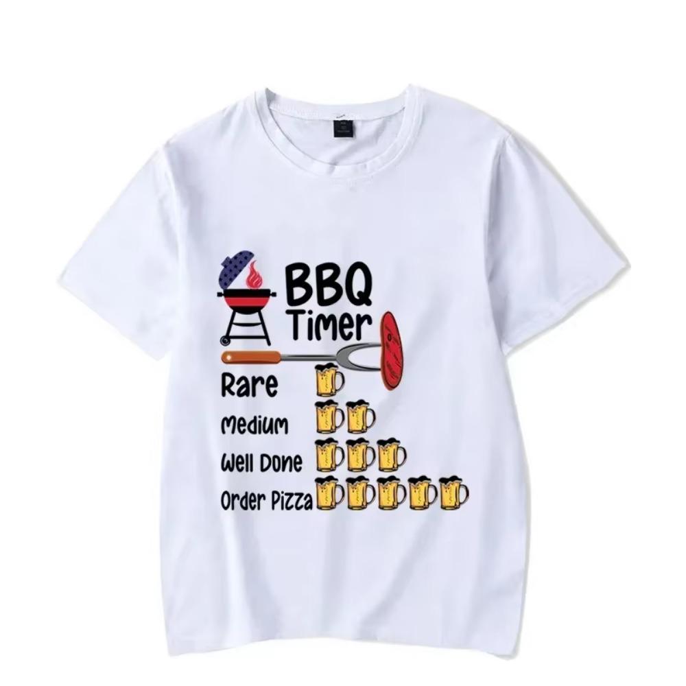 Рубашка BBQ TIMER Мужская футболка с принтом BEER Свитшот с коротким рукавом Летняя футболка Пуловеры Топы Большие дышащие футболки Рубашка
