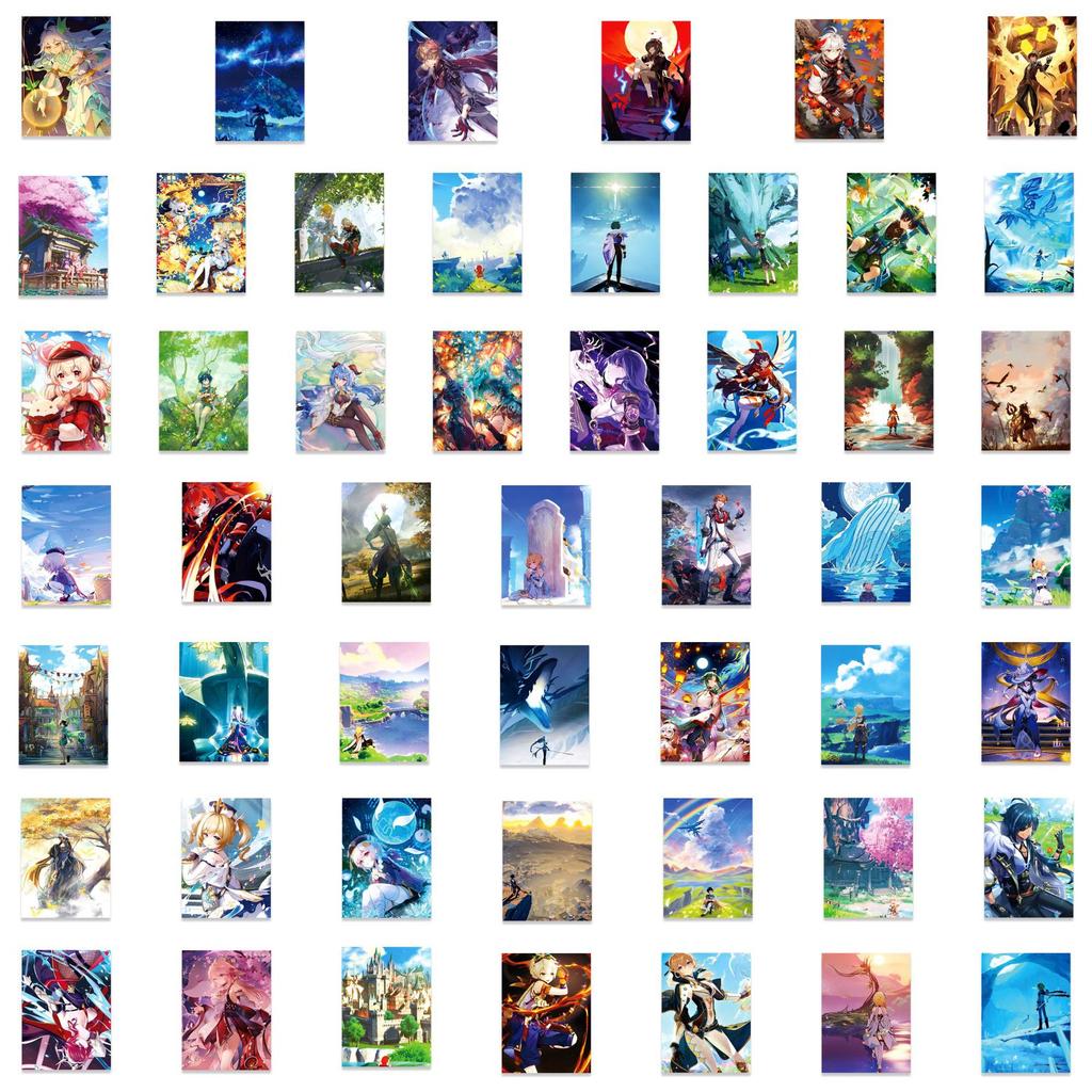 50Pcs Cartoon Genshin Impact Sticker Graffiti Ipad Luggage Laptop  Car Computer Pattern Scrapbook Toy Decoration