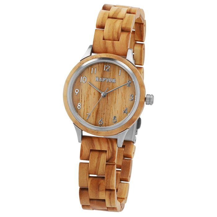 Montre - RAPTOR - Lenni - Bois d'olivier marron - Boîtier 34 mm - Quartz GL32