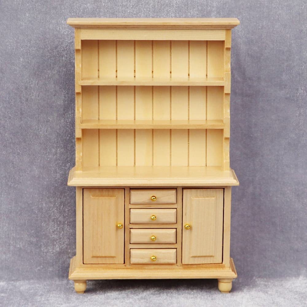 Moin moin Миниатюрная мебель Полка для кукольного домика Ширина 9 x Высота 16 x Глубина 4 см Шкаф из натурального дерева Деревянный шкаф Обеденная кухня Кукла Кукла Ретро