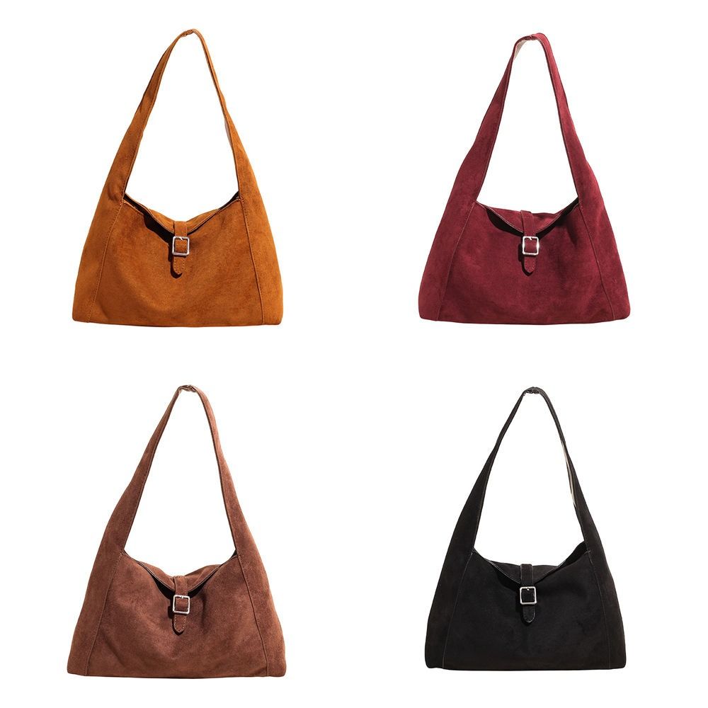 Solid Color Suede Tote Bag Korean Style Underarm Packs Casual Large Capacity Handbag  Girls