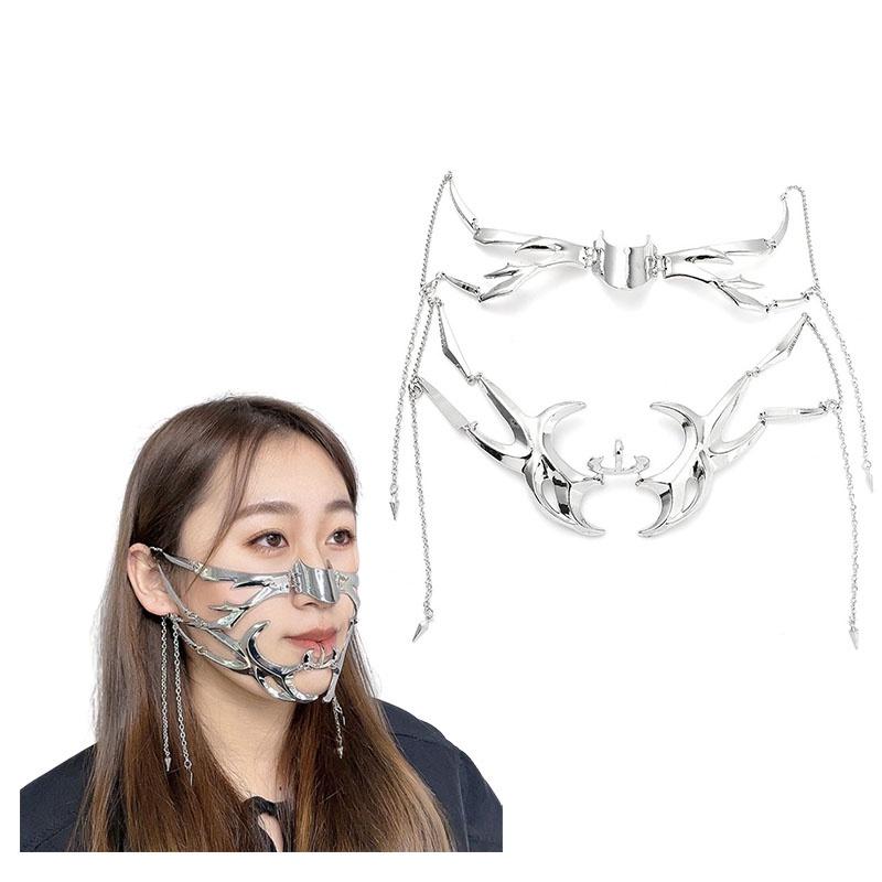 Регулируемое ожерелье-маска в панк-стиле для вечеринок. Уникальные и преувеличенные европейские и американские аксессуары для лица.
