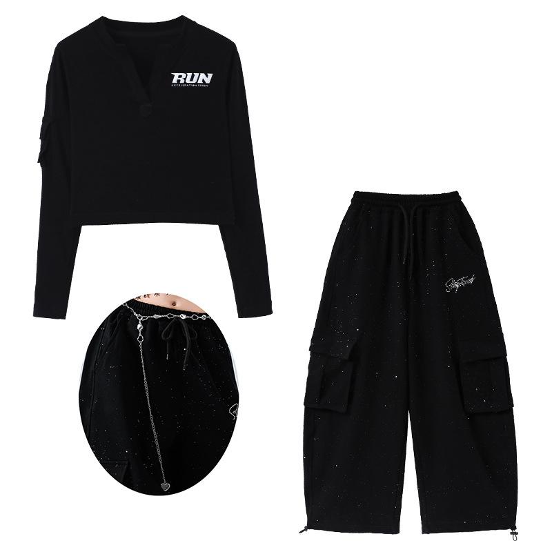 Children's jazz, jazz dance costumes, girls' performance costumes, autumn trendy and trendy navel dance performance clothes