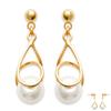 [L1185] - White Gold 'Perla' Gold Plated Earrings - 28x8 Mm
