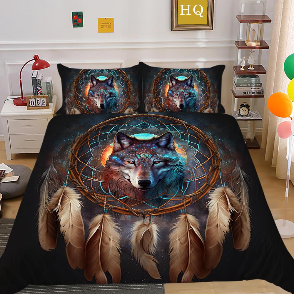 Домашнее постельное белье с принтом волка, комплект постельного белья из микрофибры королевского размера, мужской мягкий домашний текстиль высокого качества