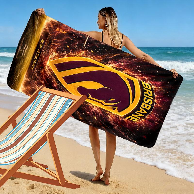 Brisbane Broncos Print Beach Towel, Large Soft Quick Dry Towel for Beach Camping Swimming