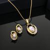 Sparkling Gold Rhodium Crystal Necklace Set for Women