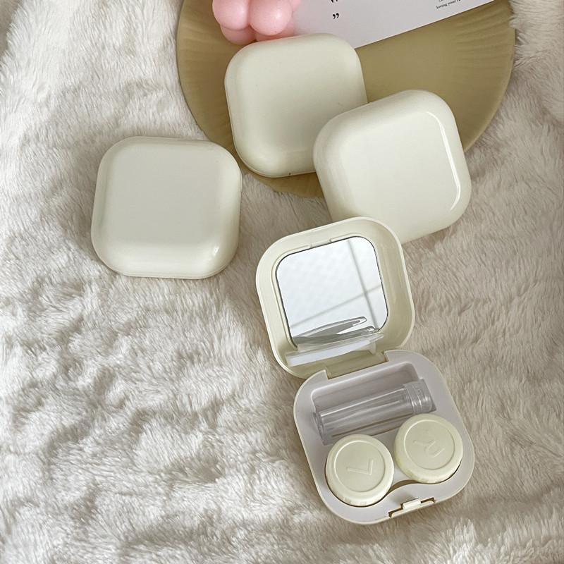 Конфетный одноцветный футляр для контактных линз, пластиковая цветная коробка для контактных линз, портативная коробка для хранения контактных линз, мини-коробка для ухода