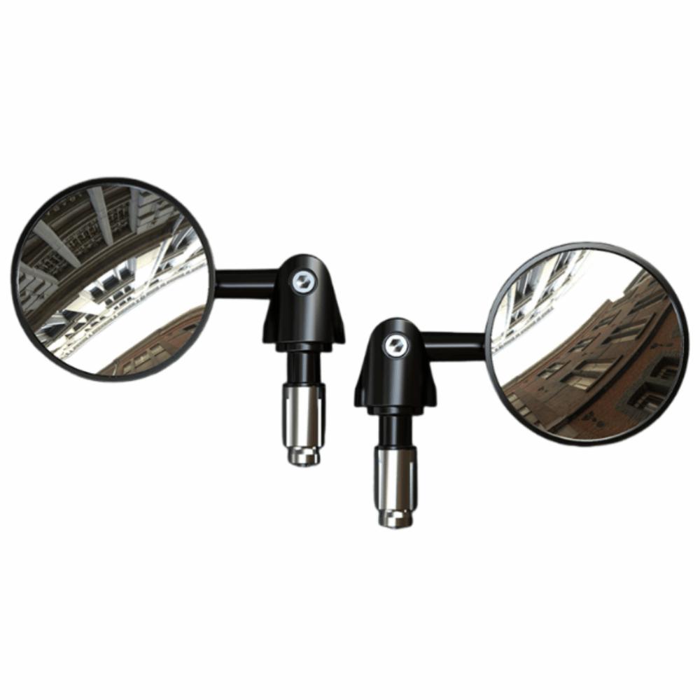 2Pcs Round Motorbike Handlebar Mirror Flat/Convex Handle Bar End Mirror  for 16-18mm ID Handle
