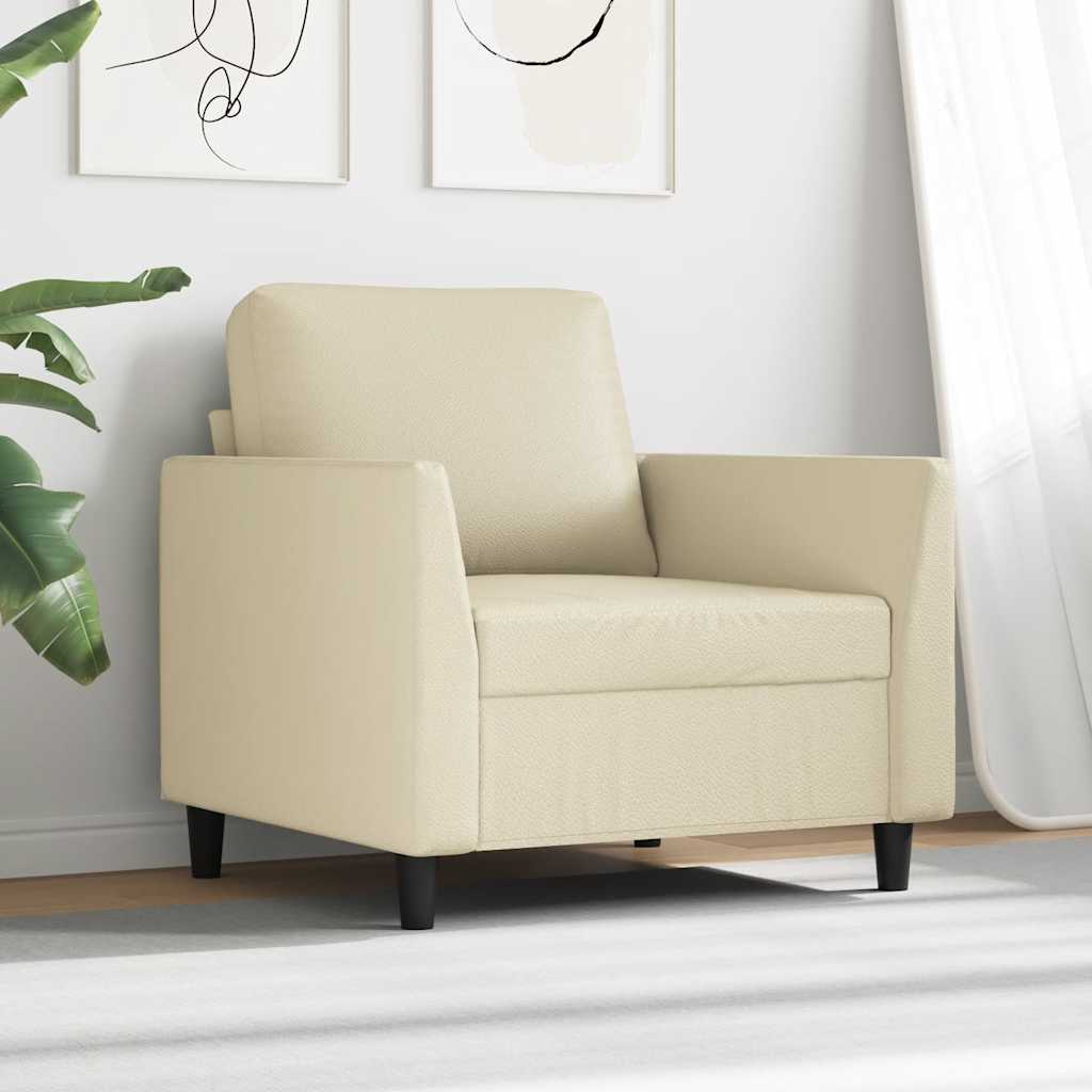 Cream Armchair 60 cm Faux Leather