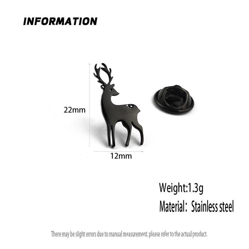 Classic Sika Deer Brooch for Men Stainless Steel Collar Pin for Everyday Use