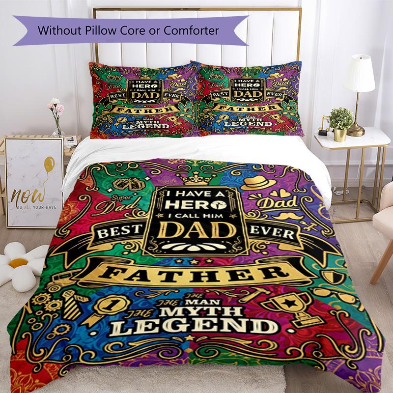 Love Dad Always 3‑Piece Bedding Set,Soft Duvet Cover with 19 Pillowcases,Multi‑Scene Home Dorm Use,Ideal Gift for Birthday & Holiday