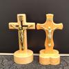 Католический настольный деревянный крест с магнитной подставкой Распятие Крест Скульптура Религиозный христианский подарок Церковь Украшения для дома