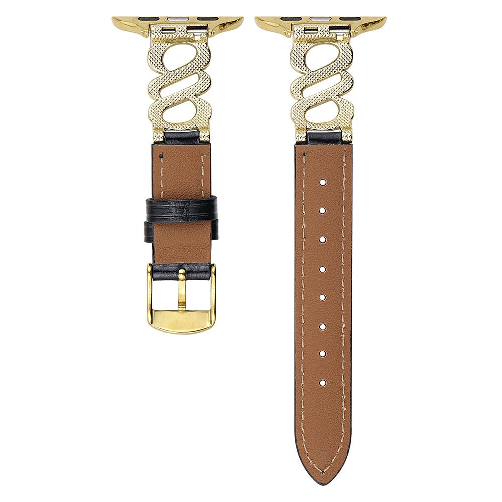 Ремешок для Apple Watch Series 10 Ultra 9 8 7 SE 6 5 4 3 2 1 46мм 49мм 45мм 44мм 42мм Кожаный ремешок S-образной формы с украшением из страз