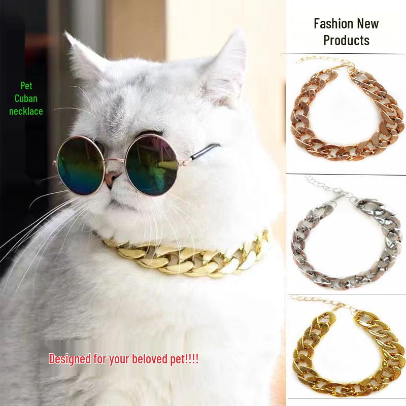 Adjustable High-End Gold Chain Necklace for Dogs and Cats