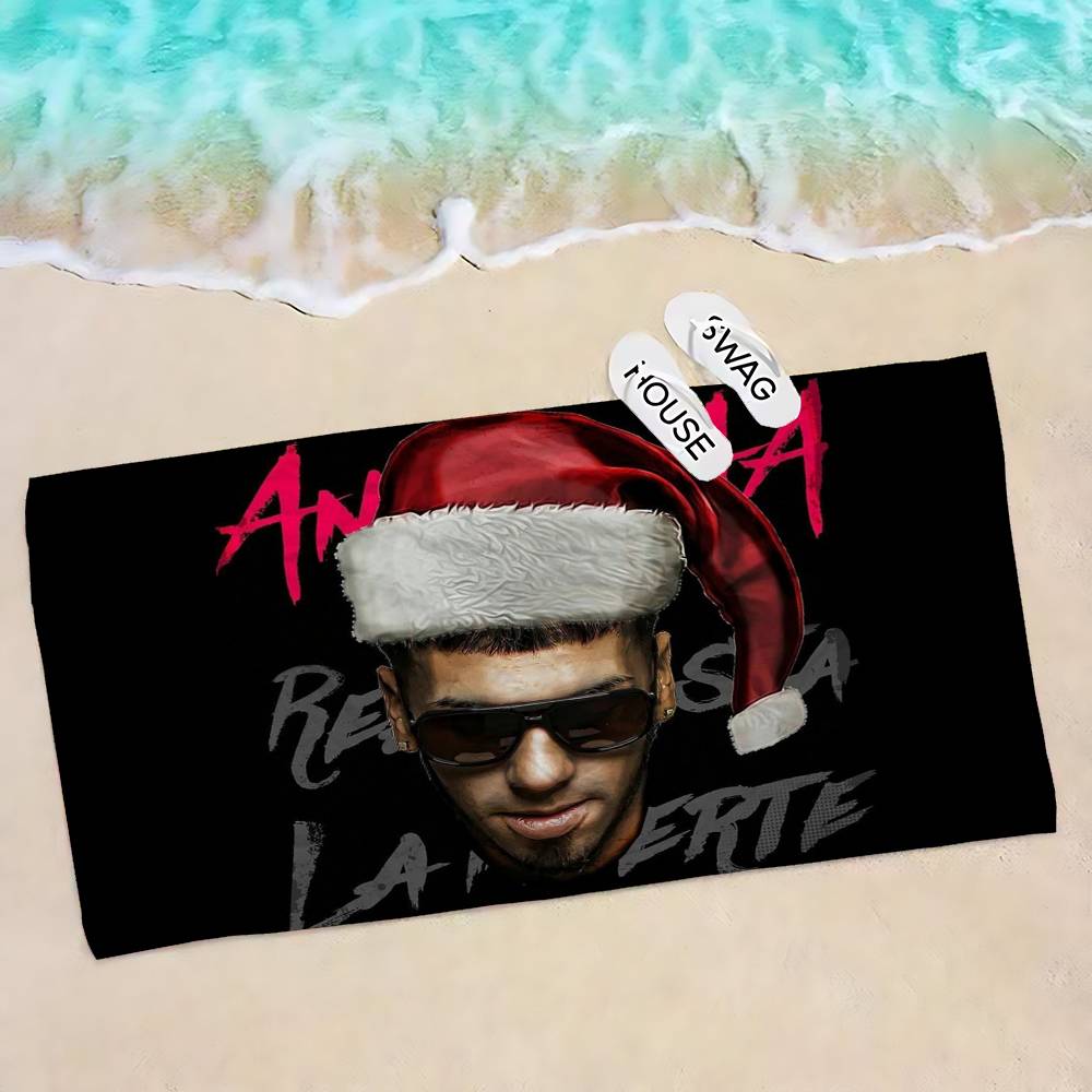 Пляжное полотенце с принтом из микрофибры для рэпера A-Anuel AA, для скалолазания, йоги, пляжа, плавания, бега, впитывающее, мягкое полотенце