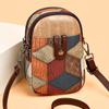 Women‘bag Double-layer Mobile Phone Bag Women's Contrasting Color Small Bag Single Shoulder Crossbody Plaid Color Blocked Mother's Small Bag
