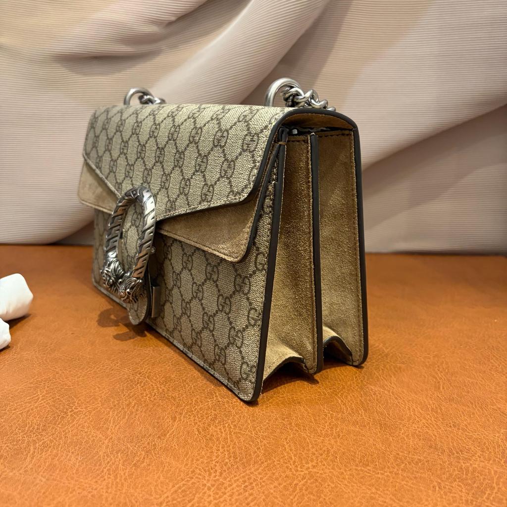 [Pre-Owned] Dionysus Tiger Head Buckle Logo Canvas Crossbody Shoulder Bag Small - Very Good #13OK6EC
