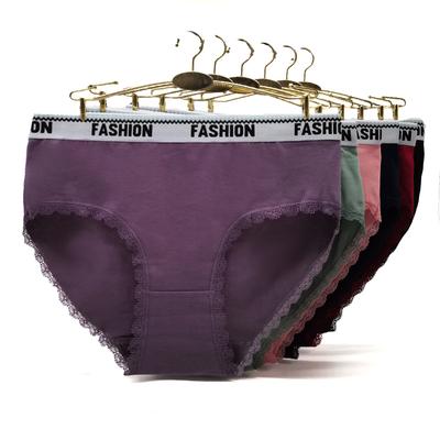 Сексуальные трусики больших размеров для женщин, кружевное лоскутное женское нижнее белье, хлопковое нижнее белье с промежностью, 6 шт./компл.