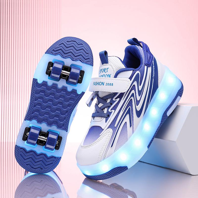 Новые светодиодные роликовые коньки для детей, унисекс, перезаряжаемые, двухколесные, съемные, для подросткового развлечения, повседневные роликовые коньки