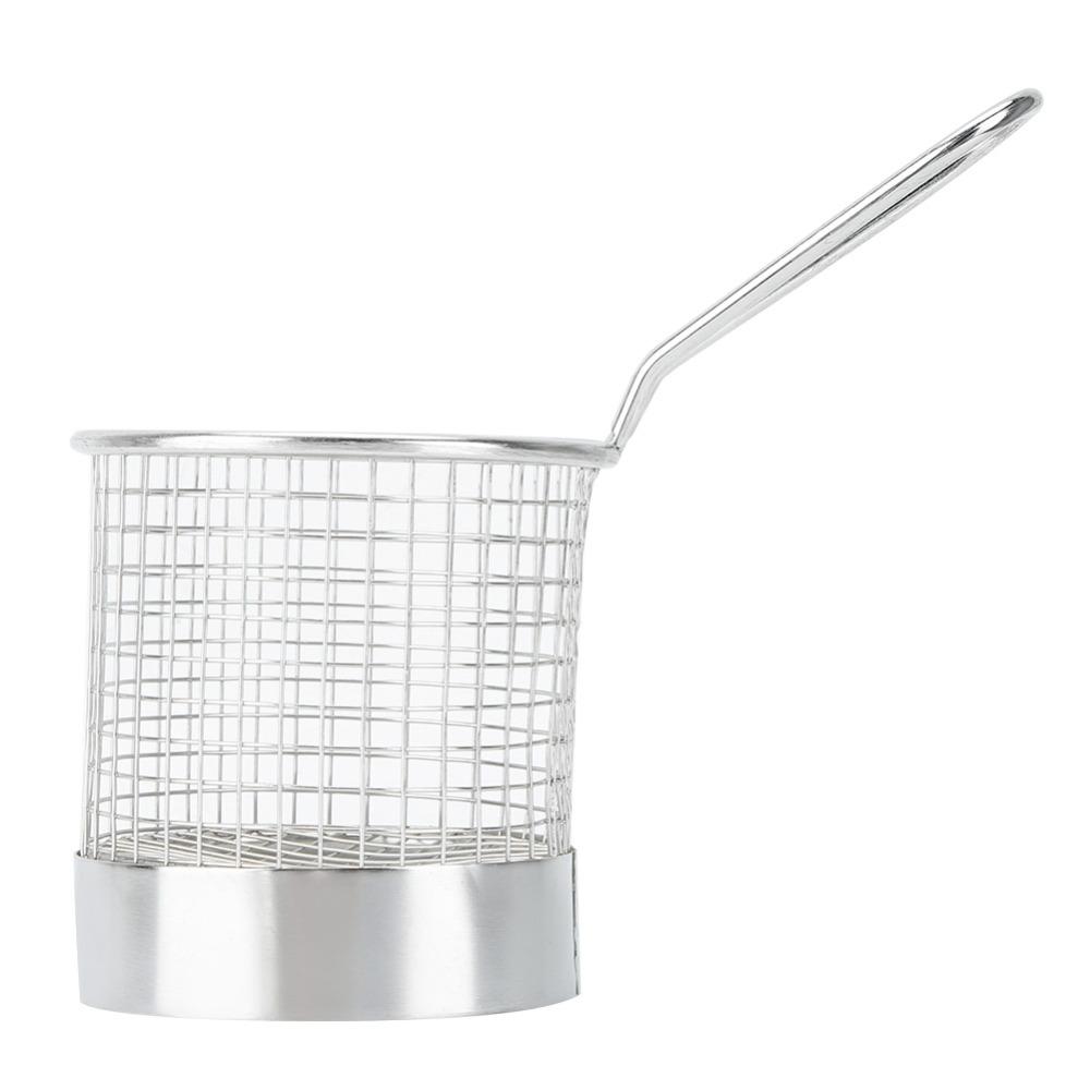 Stainless Steel French Fry Basket Round Shape Fries Holder Deep Fry Basket Coffee Shop