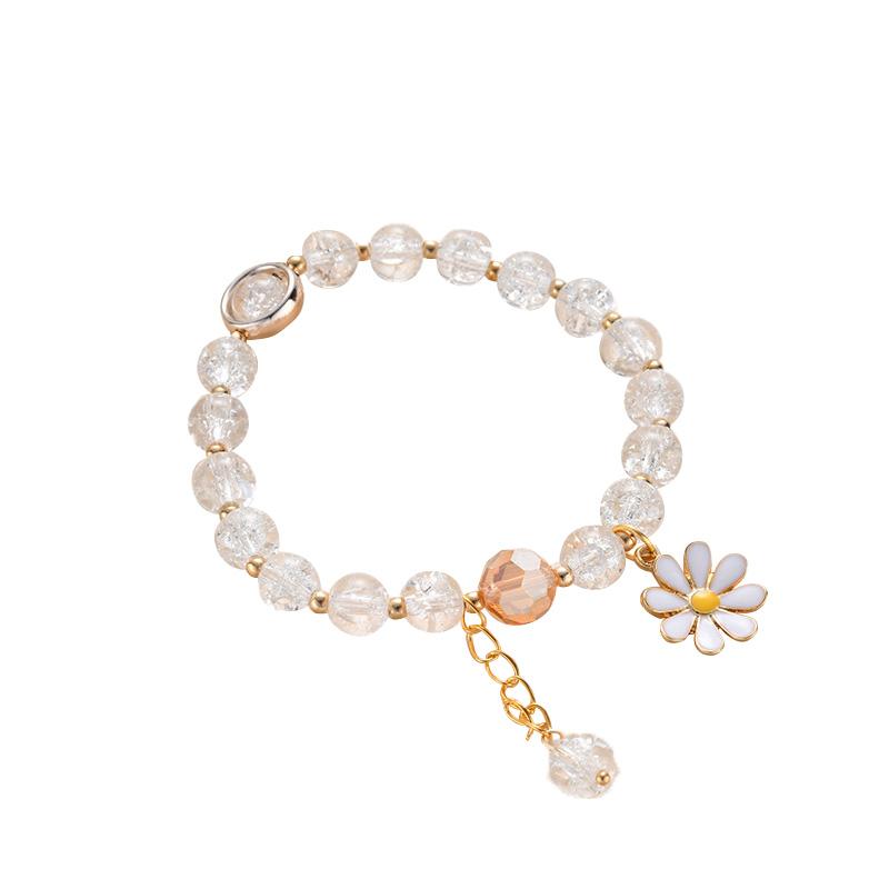 1 шт. Милый браслет с маргаритками, красивые хрустальные бусины, модные стеклянные цветочные украшения, аксессуары для вечеринок