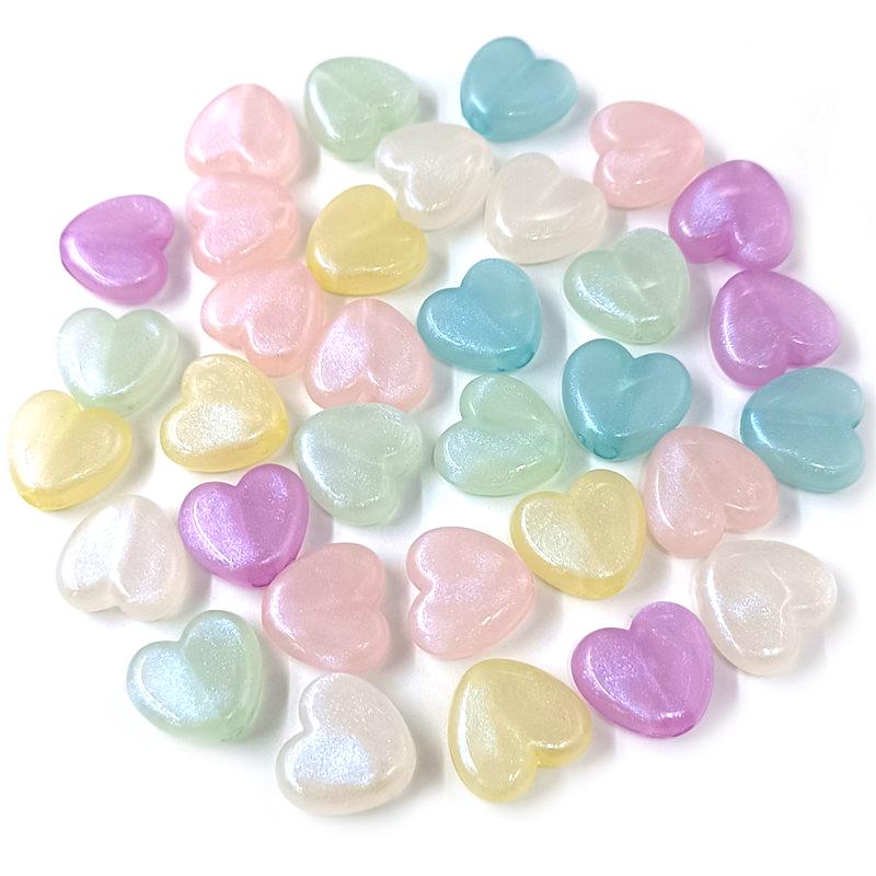 Material Round Pendant Charms Bowknot Rabbit Flat Love Heart Beads 10Pcs Fluorescent Handmade DIY Jewelry Accessories Arcylic Fashion Accessories