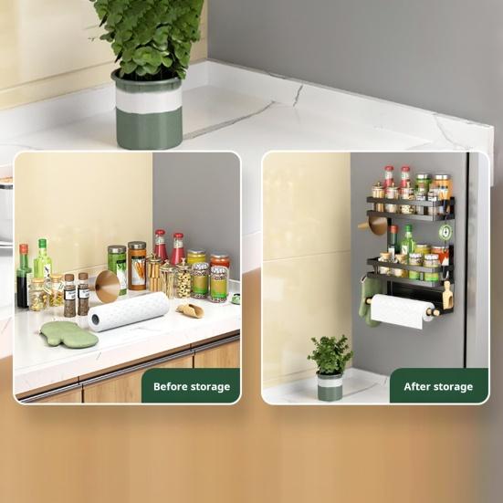 Магнитная полка для холодильника, держатель для бумажных полотенец, прочная, несущая, простая установка, полка для специй, кухня