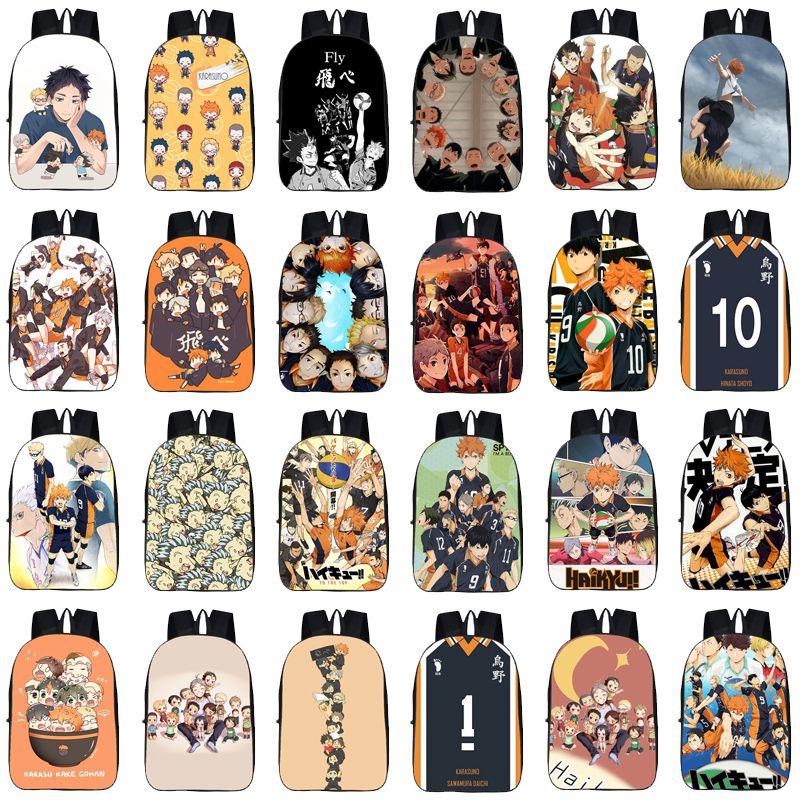 Fashionable Karasuno High School Backpack With Anime Haikyuu Print And Easy-clean Fabric