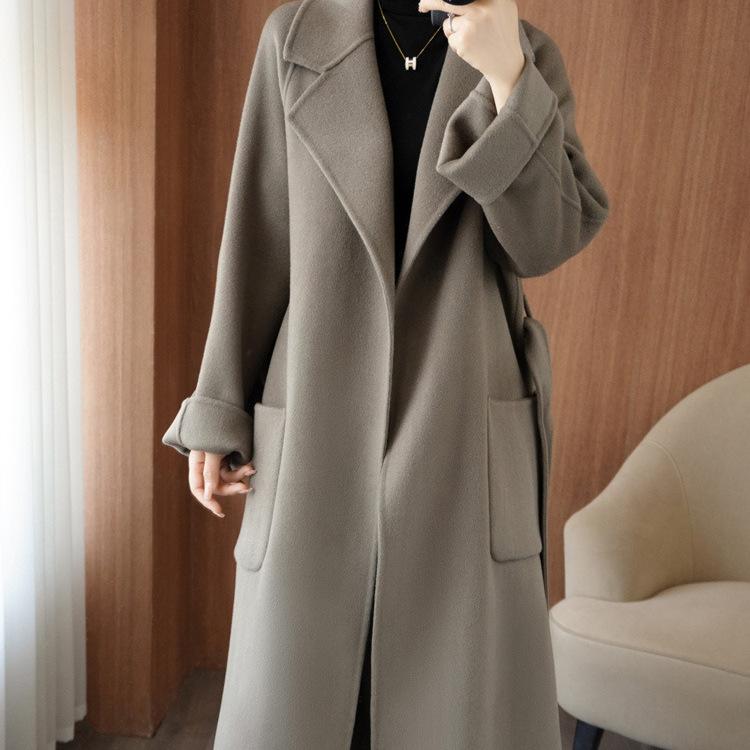 2024 осень-зима корейская версия новое пальто из 100% шерсти двухстороннее кашемировое пальто женское среднее и длинное утолщенное