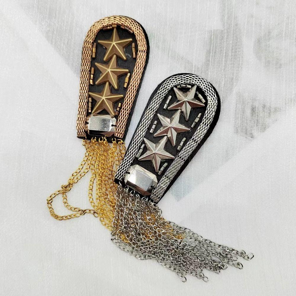 Brooch Tassel Chain Shoulder Board Epaulet Star Shoulder Flash Retro Epaulette  Suit