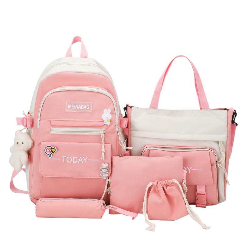 5 шт., школьный рюкзак Оксфорд, женские рюкзаки для школьников старших классов, большой вместительный водонепроницаемый универсальный рюкзак