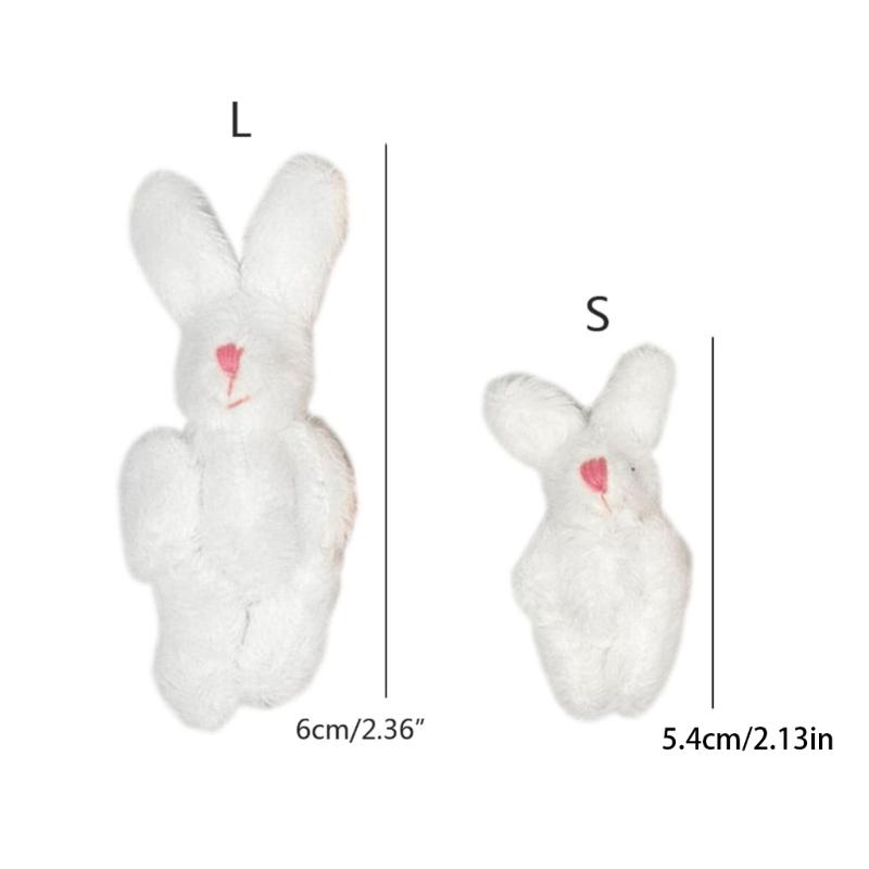 5pcs 4.5cm 6cm 5-color Soft Mini Joint Rabbit Pendant Plush Bunny For Keychain Bouquet Toy Doll DIY Ornaments Gifts