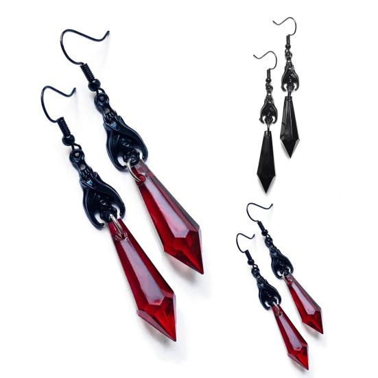 Beautifully Lady Ear Hooks Drop-resistant Ruby/Black Gem Dress Up