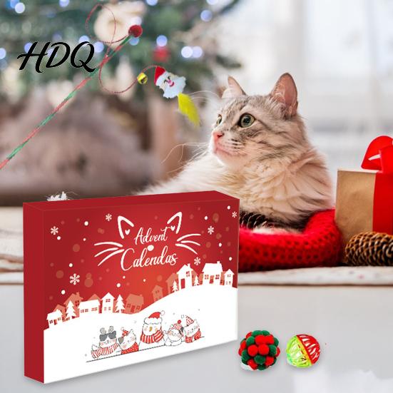 Адвент-календарь с игрушками для кошек Набор для питомцев для кошек Безопасный или собаки 24-дневный Рождественский интерактивный набор жевательных игрушек Мячики