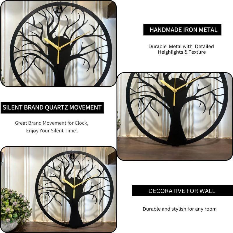 Stylish Modern Classic Design Wall Mount Clocks | Elegant 12-Inch Wall Hanging Timepiece for Home, Office, Living Room, Bedroom Decor (Tree Design)