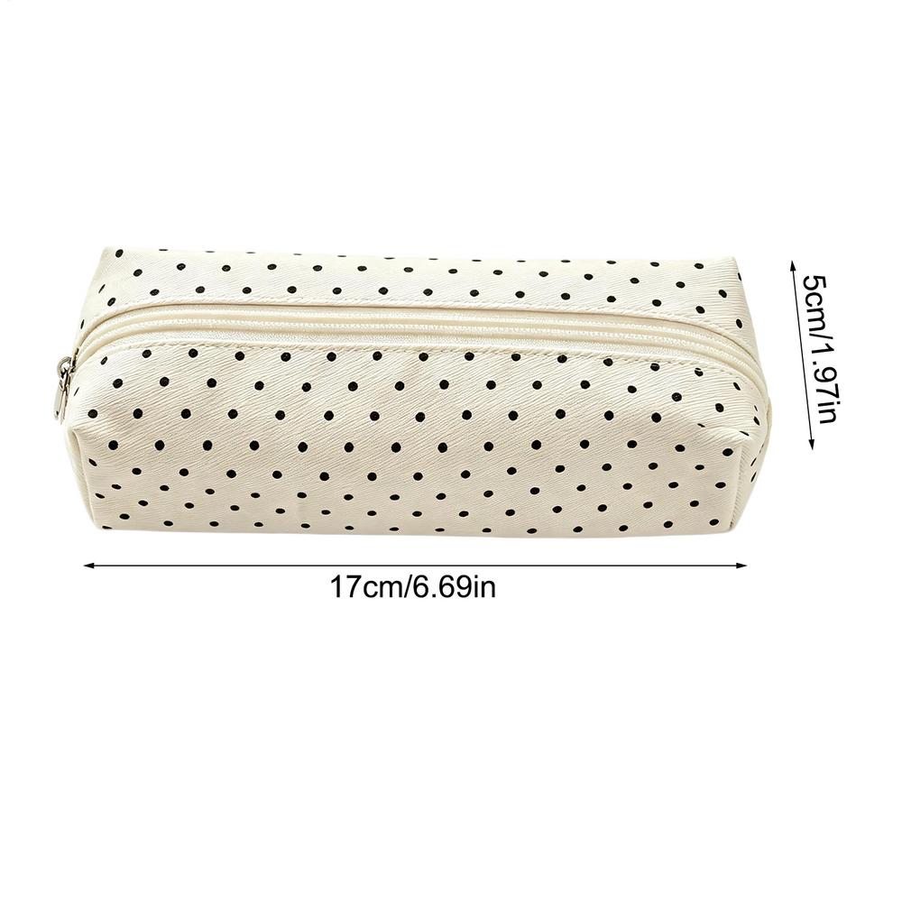 Dot Pencil Case Large Capacity Canvas Zipper Pen Stationery Pouch For Students School Office Makeup Storage Back To School