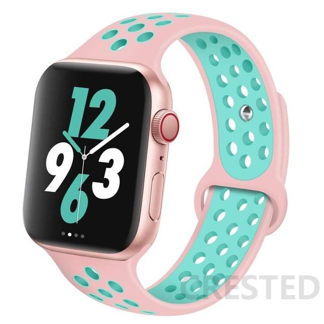 Спортивный силиконовый ремешок для Apple Watch Band 44 мм, 40 мм, 42 мм, 38 мм, 44 мм, дышащий браслет, ремешок для Apple Watch 6 iWatch 5 4 3 se