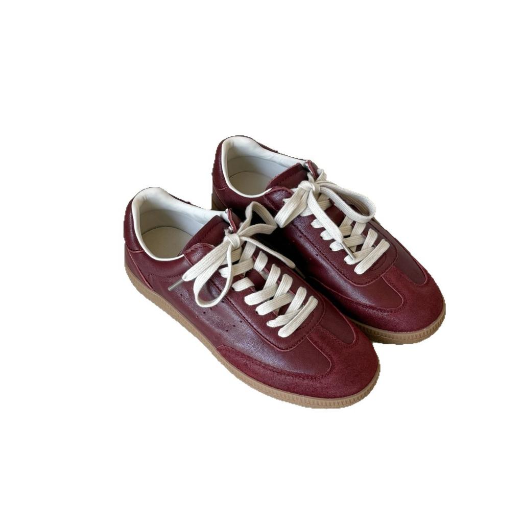 Европейский красный немецкие тренировочные туфли женские 2025 осень новые кожаные на плоской подошве ретро классические спортивные и повседневные универсальные кеды