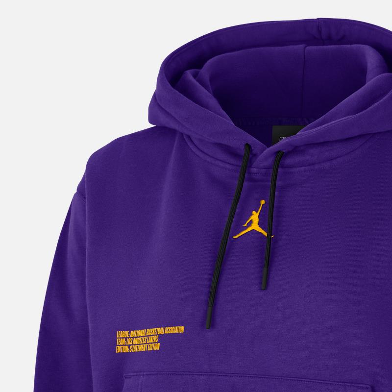 Jordan Женская вязаная толстовка с капюшоном Los Angeles Lakers с алфавитным принтом фиолетового цвета DR2525-504
